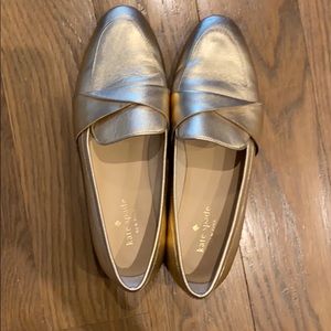 kate spade Metallic Gold Leather Loafers